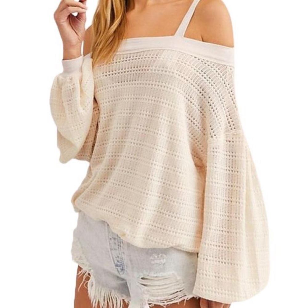 NWT Free People Sistine Cold Shoulder Hacci Top - Picture 4 of 13